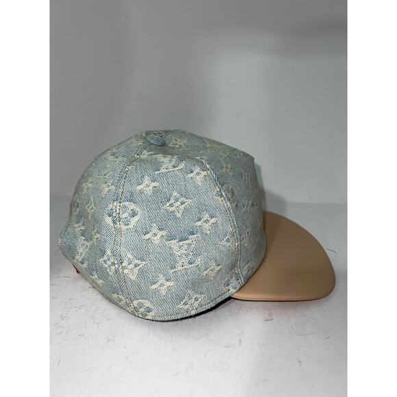 Louis Vuitton Monogram Legacy Cap Light Blue Denim LV Logo Sun Baseball Hat 58 - Picture 3 of 9